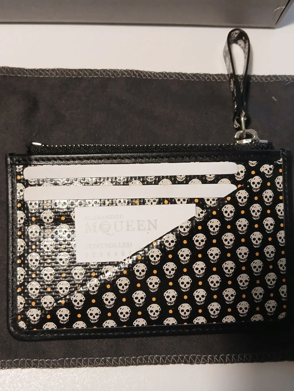 Alexander McQueen Black Skull Cardholder Zip Pouch
